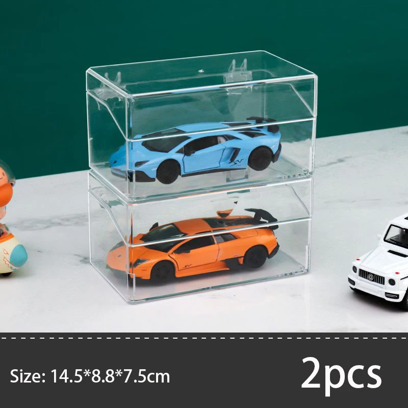 Schaalmodel auto displaykast 1:24/32/64 voor Matchbox, Hot Wheels; opbergbox voor speelgoedauto's, transparante displaybox met transparante klikdeksel tegen stof