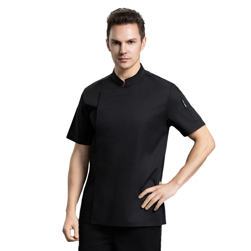 Ropa de Chef de cocina para hombre, chaqueta de verano, uniforme de manga corta para cafetería, restaurante, abrigo de cocinero, ropa de trabajo transpirable, servicio de Catering