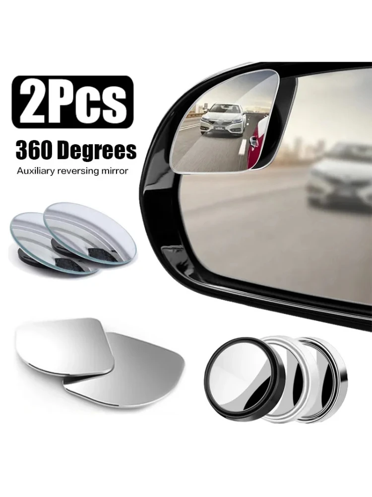 Rétroviseur convexe pour angle mort, cadre rond, sécurité de conduite, grand angle 360 degrés, rétroviseur transparent réglable, accessoires de voiture, 1/2 pièces