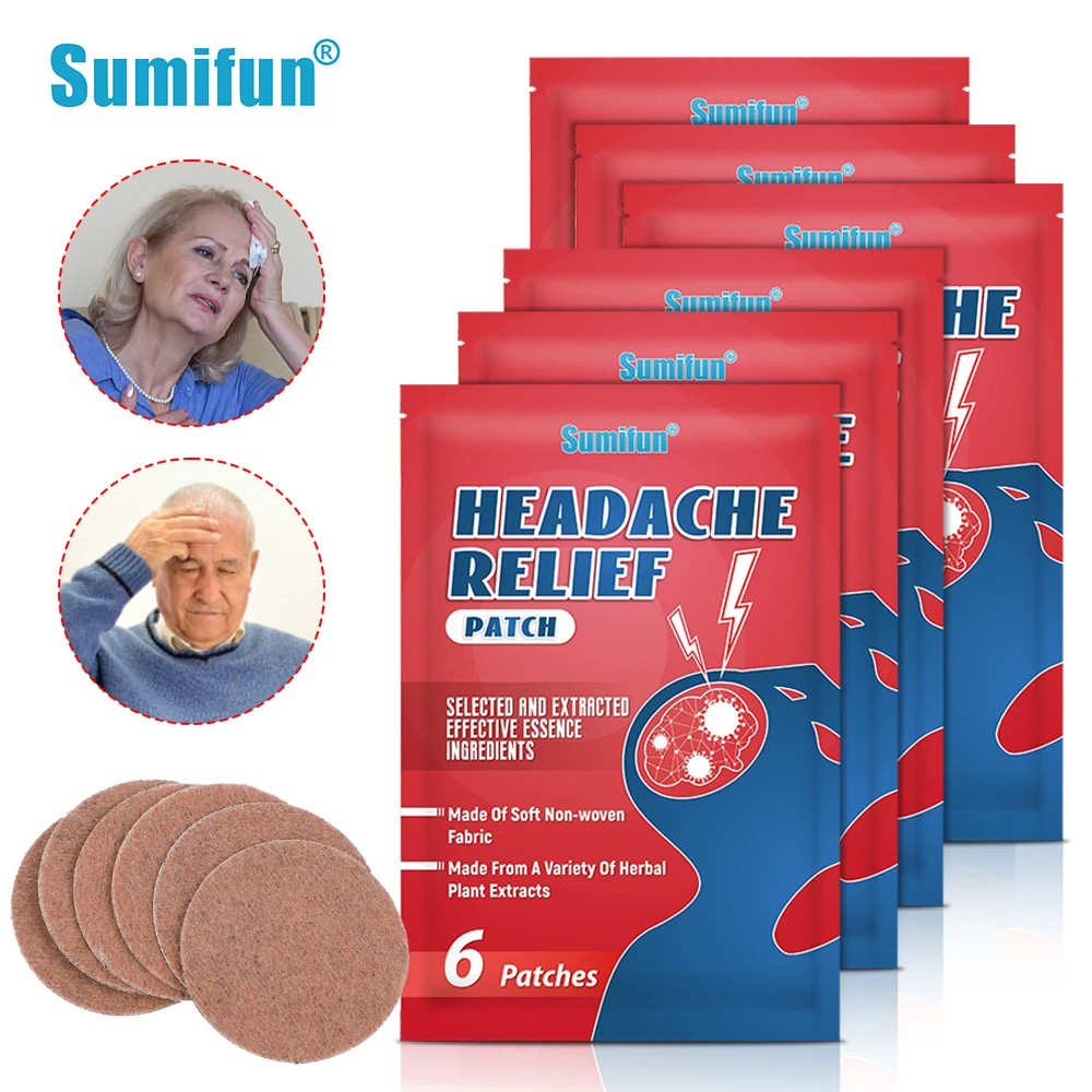 6/18/36Pc Sumifun Migraine Treatment Patch Unilateral Headache Chinese Medical Plaster Nerve Relax Head Pain Relief Anti-Fatigue