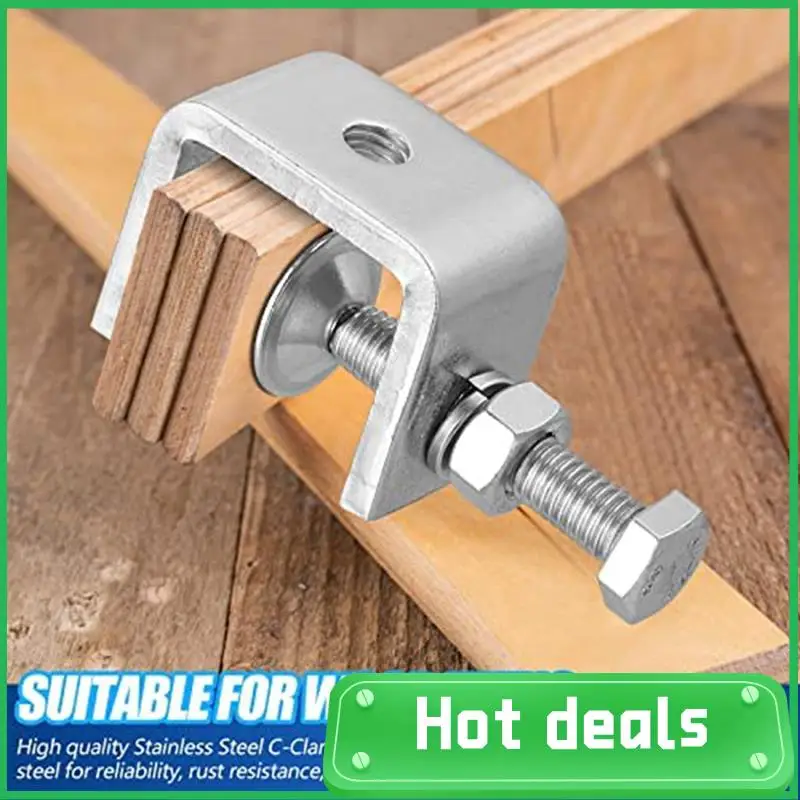 

Stainless Steel C Clamp Silver Heavy Duty 1 3/16 Inch With Stable Wide Jaw Opening Small Screw For Metal Working Woodworking