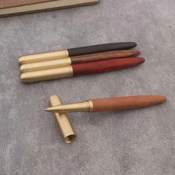 고품질 구리 목재 롤러 볼 펜, 황동 흑단 회전, 레드 골드 볼 포인트 펜, 문구 사무실 학교 용품 쓰기