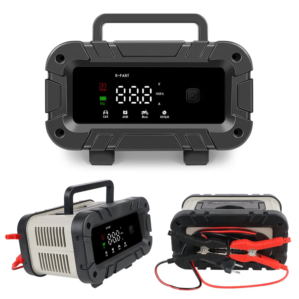 Smart Car Battery Charger For Motorcycle SUV Truck Pulse Repair Battery Charging Multifunctional High Power 12V 6A LED Display