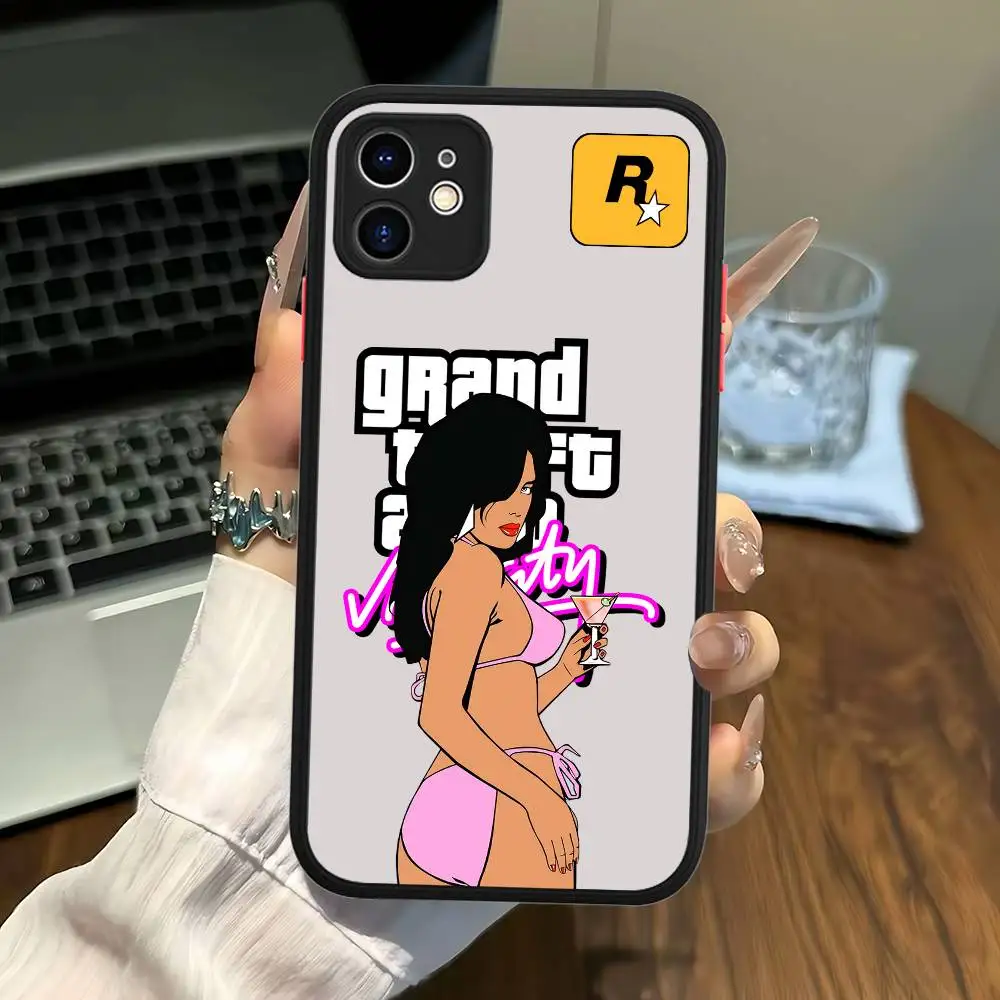 حار لاعب واحد لعبة Rstars GTA آيفون 11 12 13 14 15 16 برو ماكس زائد ماتي غطاء الهاتف الشفاف