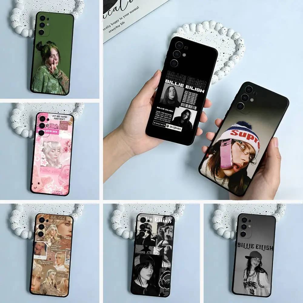 Funda de Silicona Suave Negra con Diseño de la Cantante Joven y Poderosa, Billie Eilish, para Samsung S25, S24, S21, S22, S23, S30, S20, FE, Lite