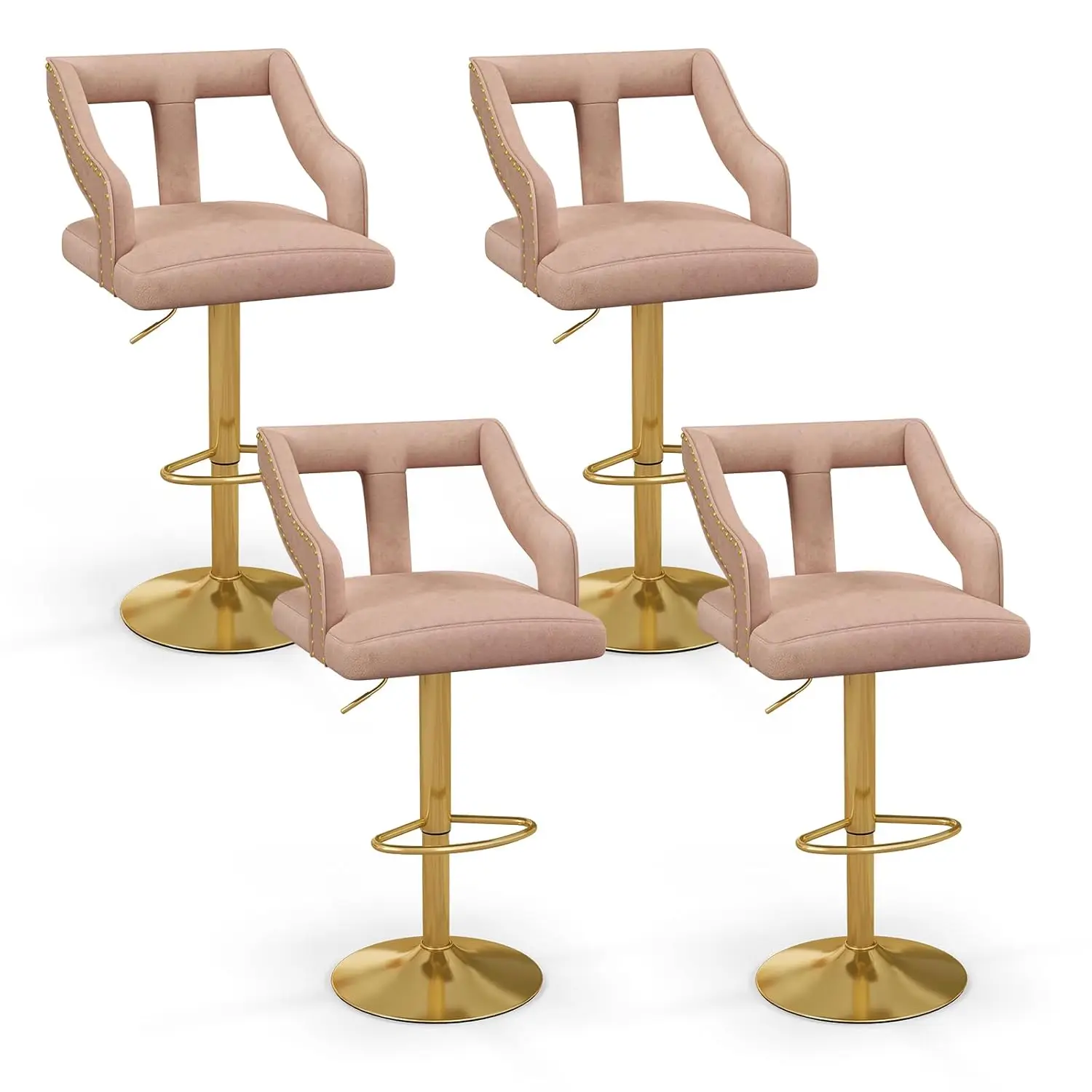 

Counter Height Bar Stools Set of 4, Adjustable Swivel Bar Chairs with Back, 2-Layer Electroplated Metal Base,, Customized