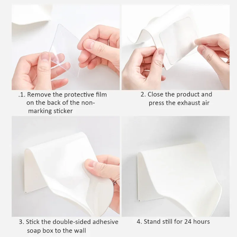 Self-adhesive Soap Drain Rack Home Non-drilling Wall-mounted Soap Rack Plastic Drainage Storage Rack Bathroom Shower