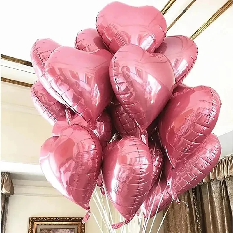 18inch Heart-shaped Foil Balloons Rose Gold Red Pink Cream Love Heart Balloon Anniversary Birthday Party Wedding Decorations