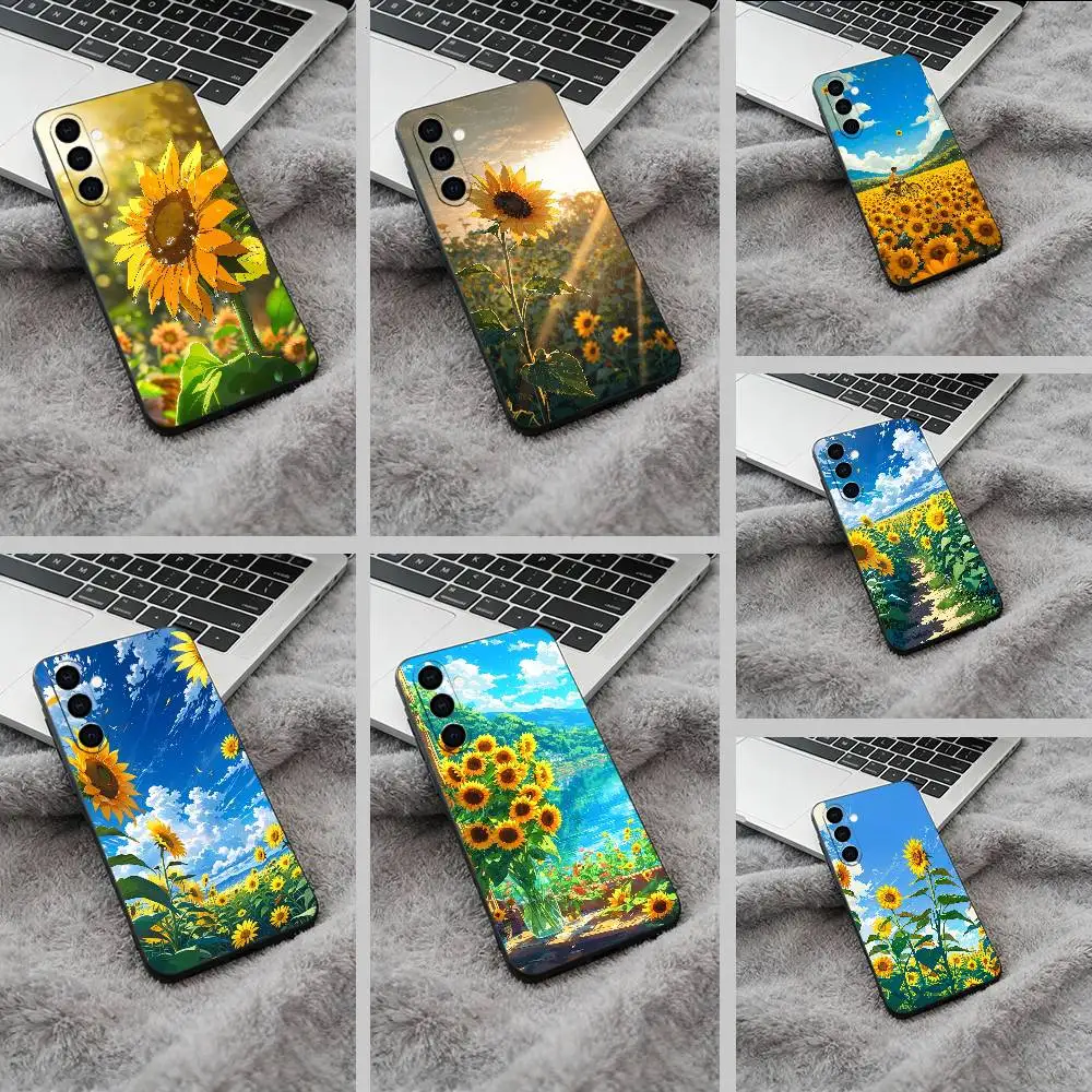 

Sunflowers Printed Matte Soft Silicone phone Case for Samsung Galaxy A73/A71/A72/A70/A53/A52/A51 - Black