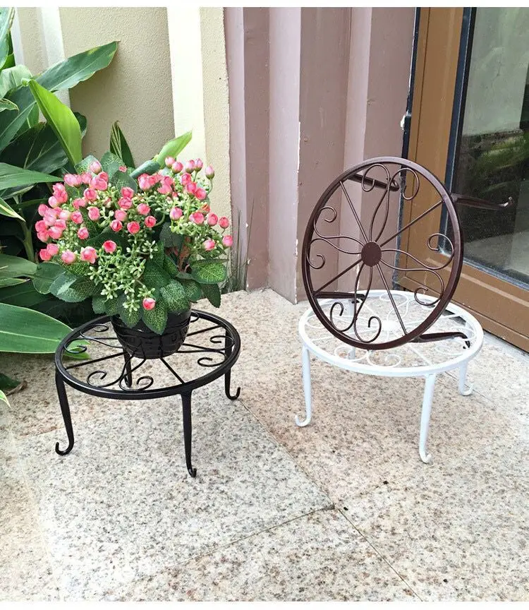 Gardening Single-layer Iron Flower Rack Balcony Outdoor Chlorophytum Comosum Potted Iron Flower Pot Stand Indoor Plant Shelves