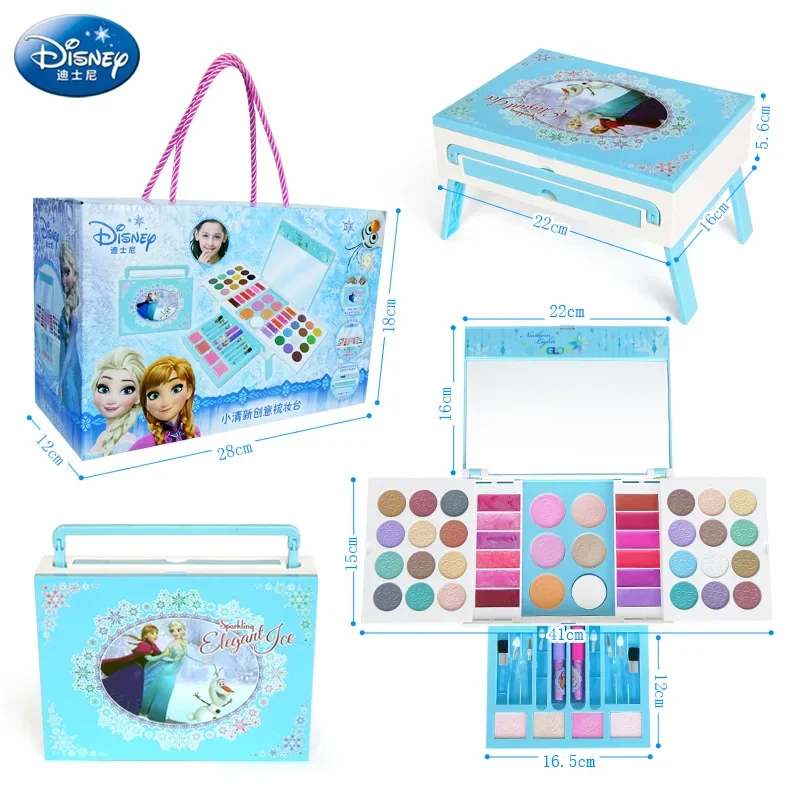 

Disney princess girls Frozen creative dressing table set with gift box Elsa Anna Pretend Play Fashion Toys Kids Birthday Gift