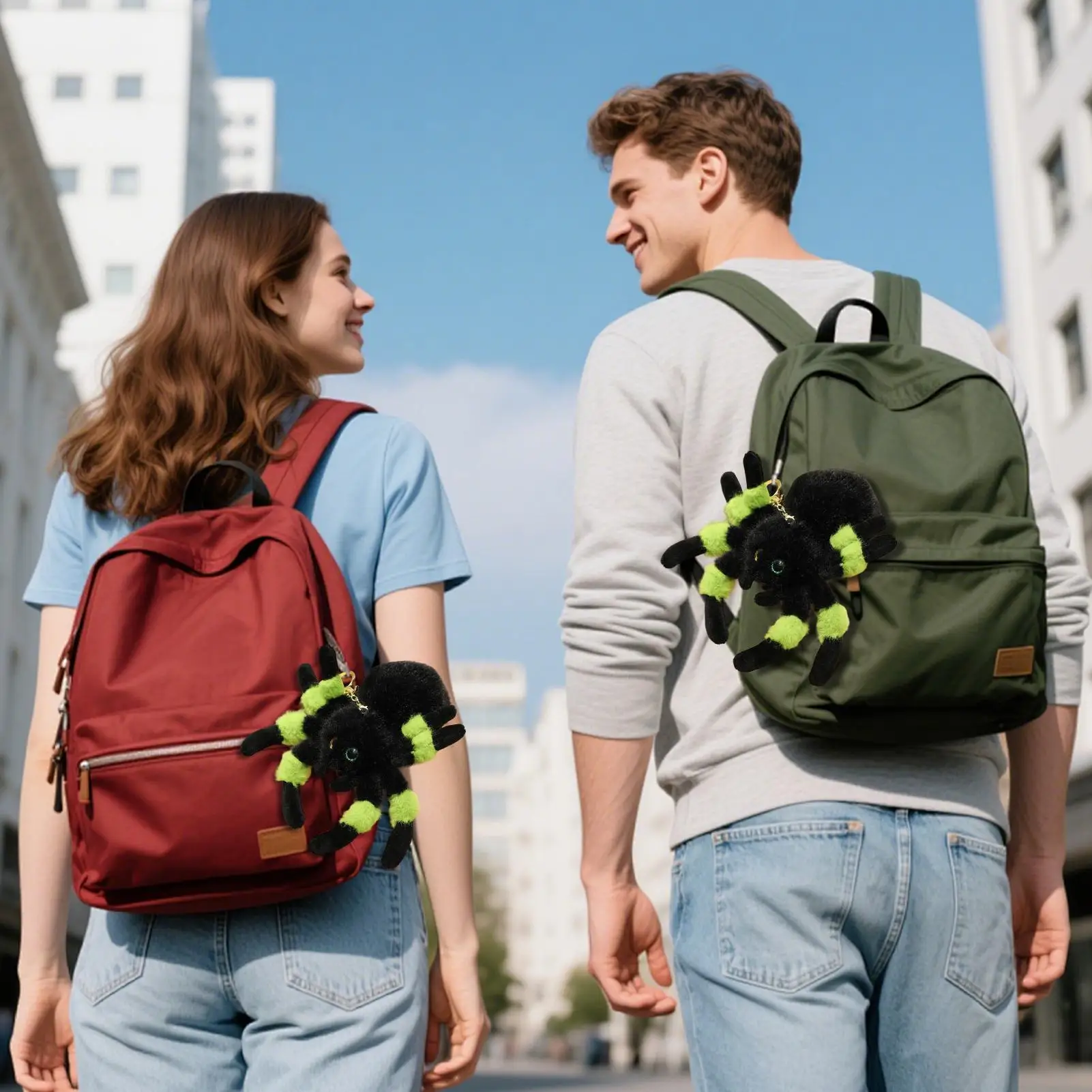 Porte-clés en peluche araignée mignon, accessoire de poupée douce et drôle pour sac à dos, bagages, collier pour animaux de compagnie, cadeau de noël pour enfants et adultes, Cosplay