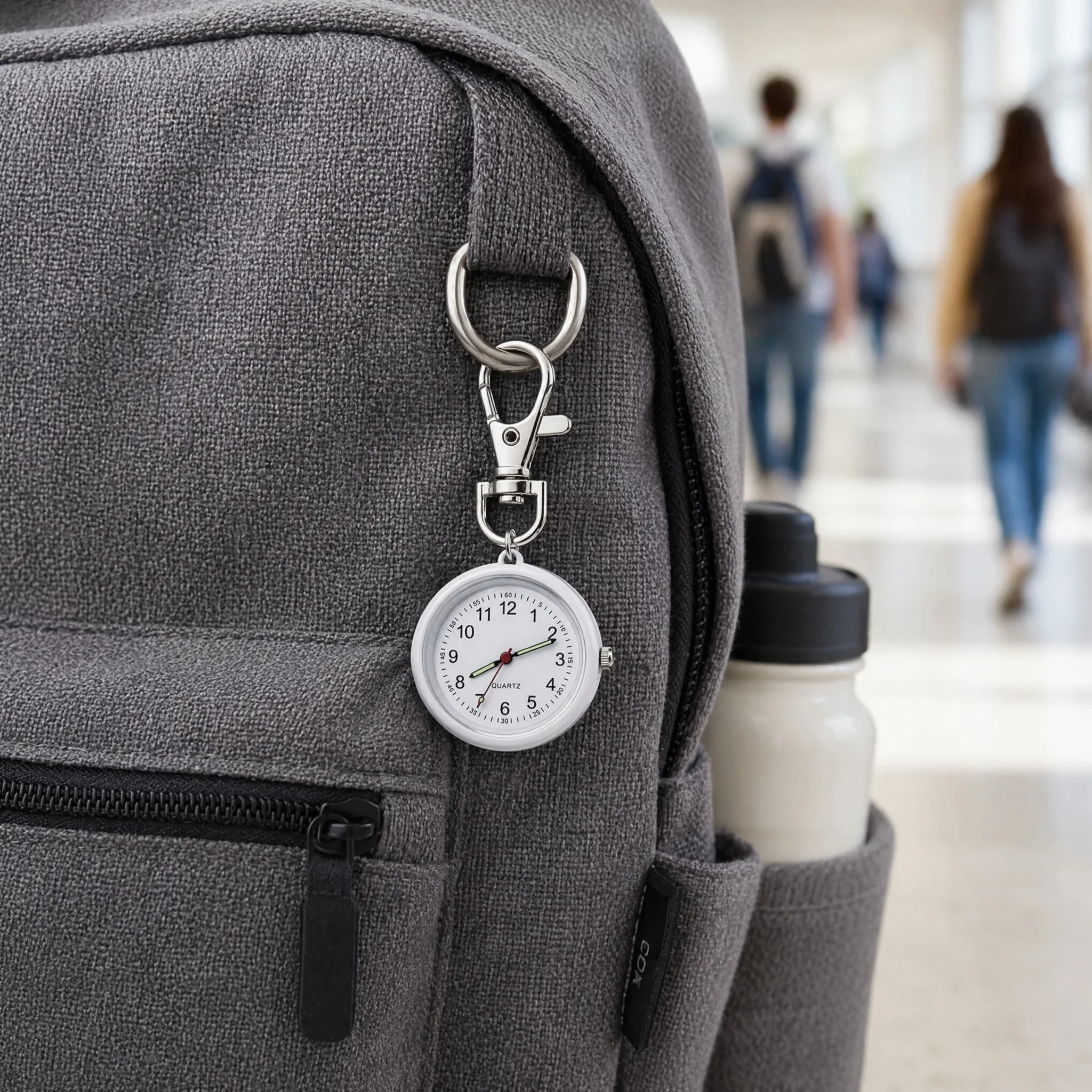 Mini Keychain Pocket Watch Number Dial Quartz Watch Clip‑On Carabiner Fob Watch Portable Timepiece for Medical Staff Students