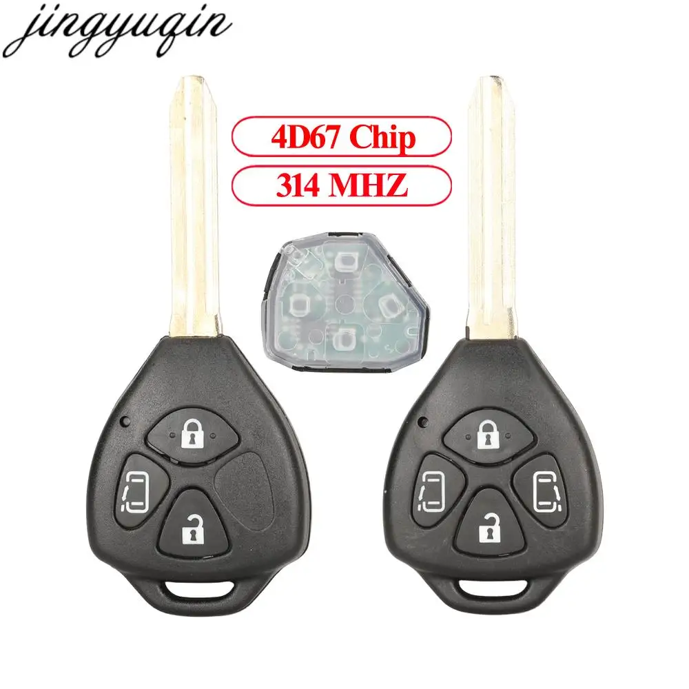 Jingyuqin New Remote Car Key Alarm 314MHZ 4D67 Chip For Toyota RAV4 Alphard Camry Corolla Crown Prado Yaris REIZ Venza Avalon