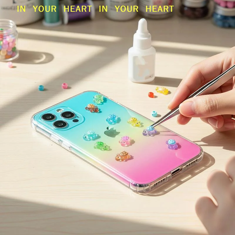 【X】Night Glow 3D Mini Resin Turtle Nail Charms 100Pcs Cute Cartoon DIY Nail Art Accessories for Professional Salon Use
