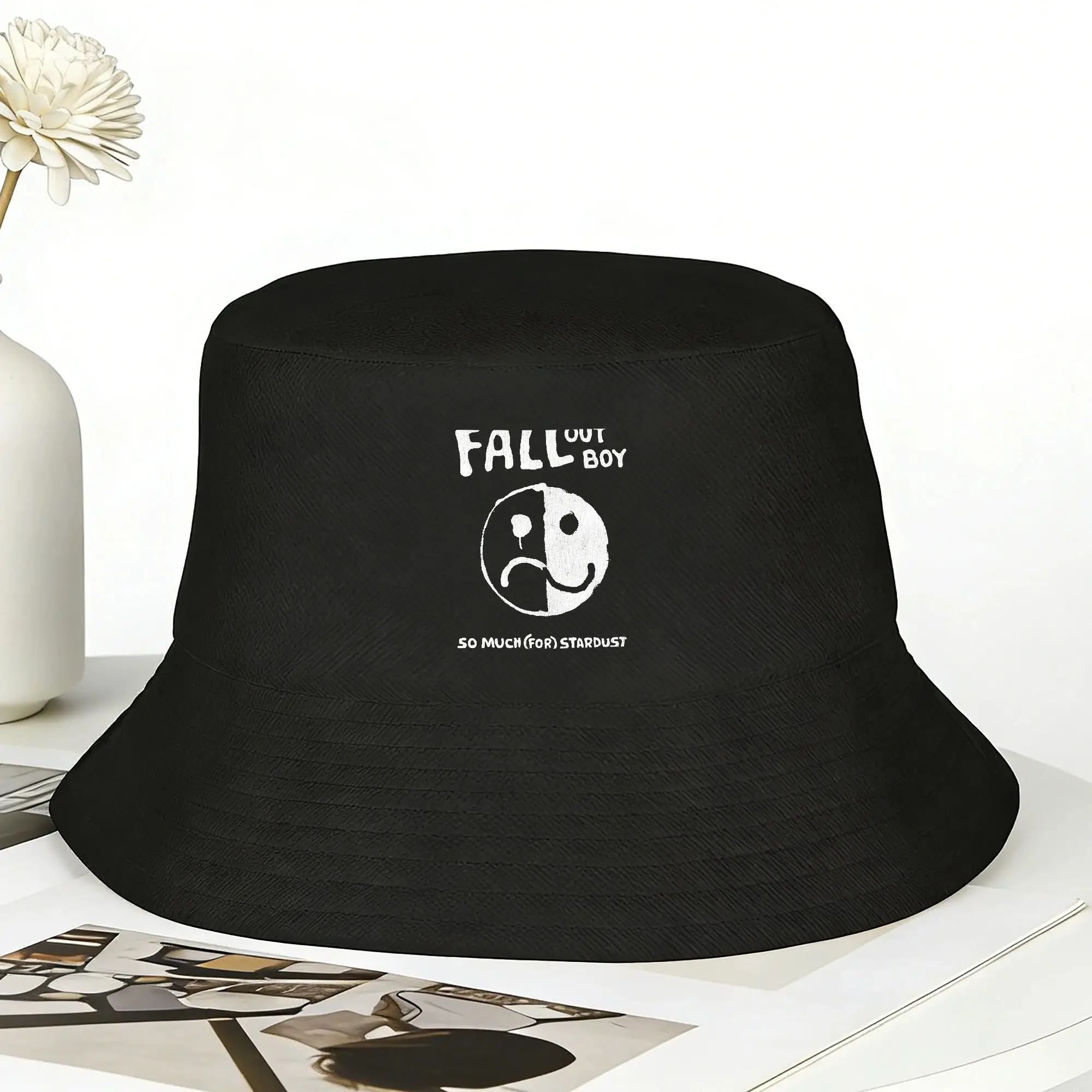 Fall Out Boy Smile Frown Bucket Hat  Hawaii Fisherman Caps For Unisex Korean Vacation Visor Hats Foldable Design Cap