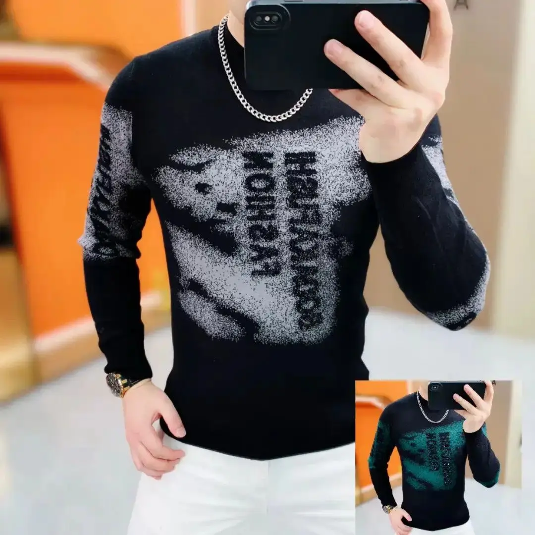 

Ayan Selects Men's Knitted Mocha Fce round Ne Sweater Personali Base Layer Winter New Sle Slim Fit Casual Innerwear