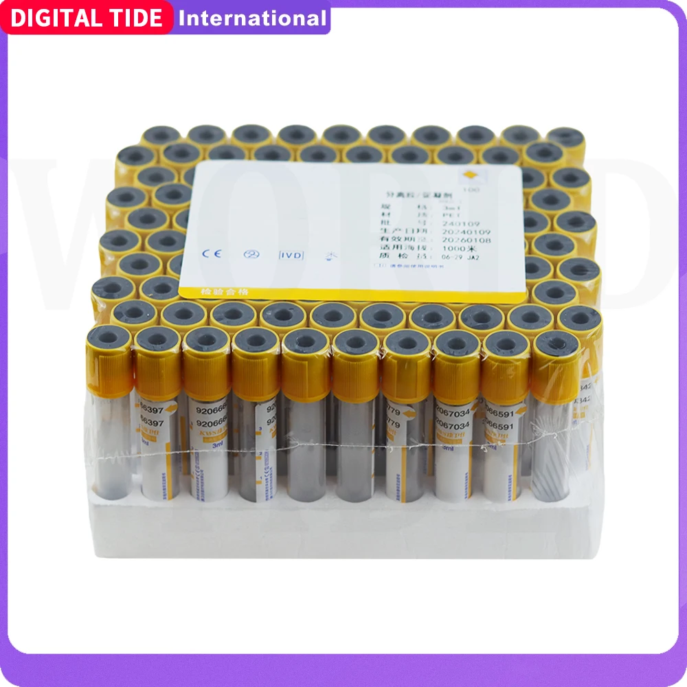 

Disposable PET Vacuum Blood Collection Tube gel & clot activator Tube Yellow Cap PRP Tube Separating gel For Lab PET plastic 5ml