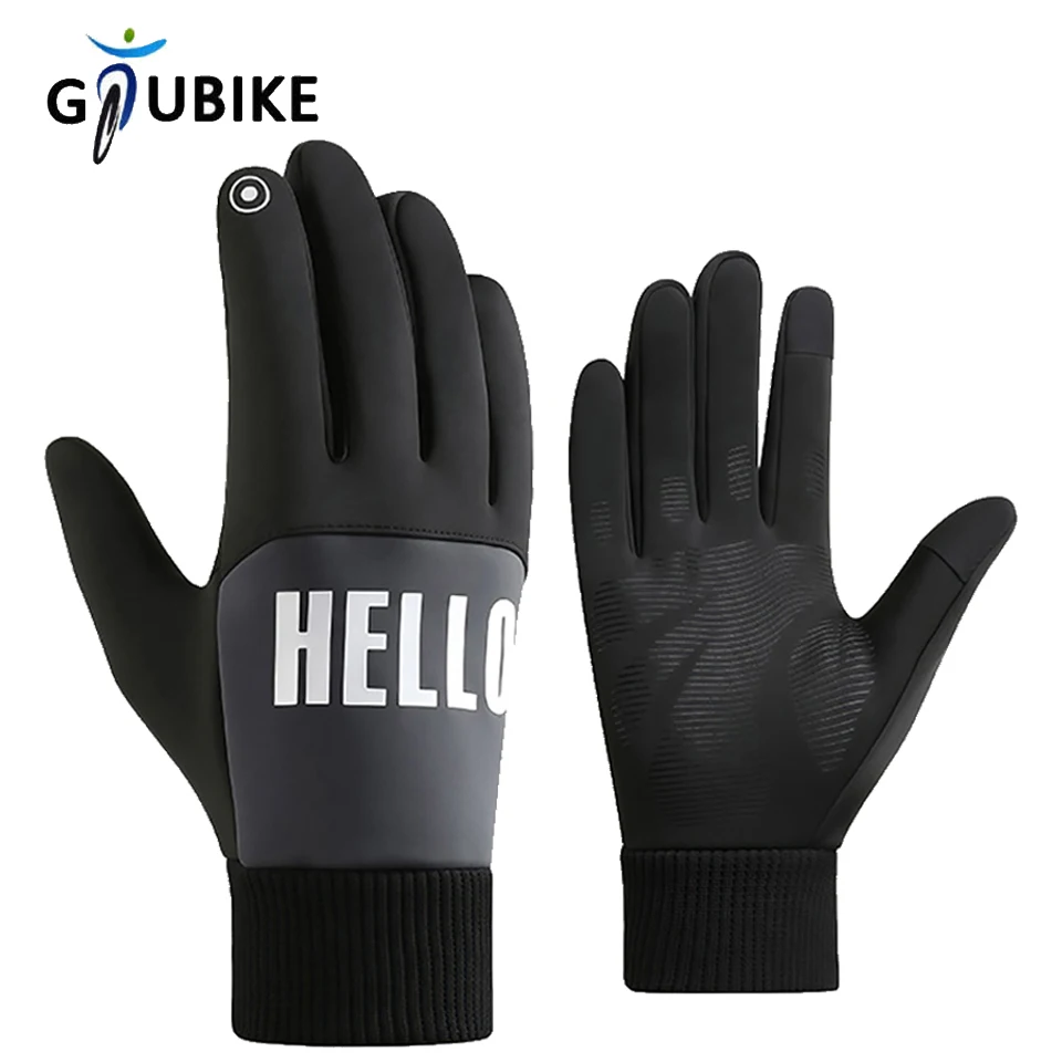 GTUBIKE Vollfinger-Touchscreen-Fahrradhandschuhe, wasserdicht, rutschfest, Plüsch, Thermo-Ski- und Fahrrad-Campinghandschuhe
