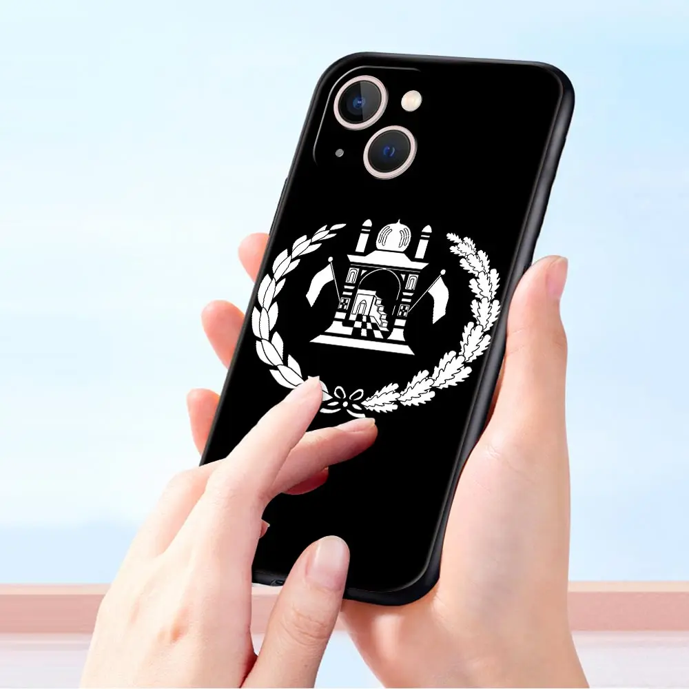 Afghan Afghanistan Flag Luxury Phone Case For iPhone 13 15 14 12 11 Pro MAX XR X SE XS 7 8 Plus iPhone13 15 14 Black Cover Shell view 5