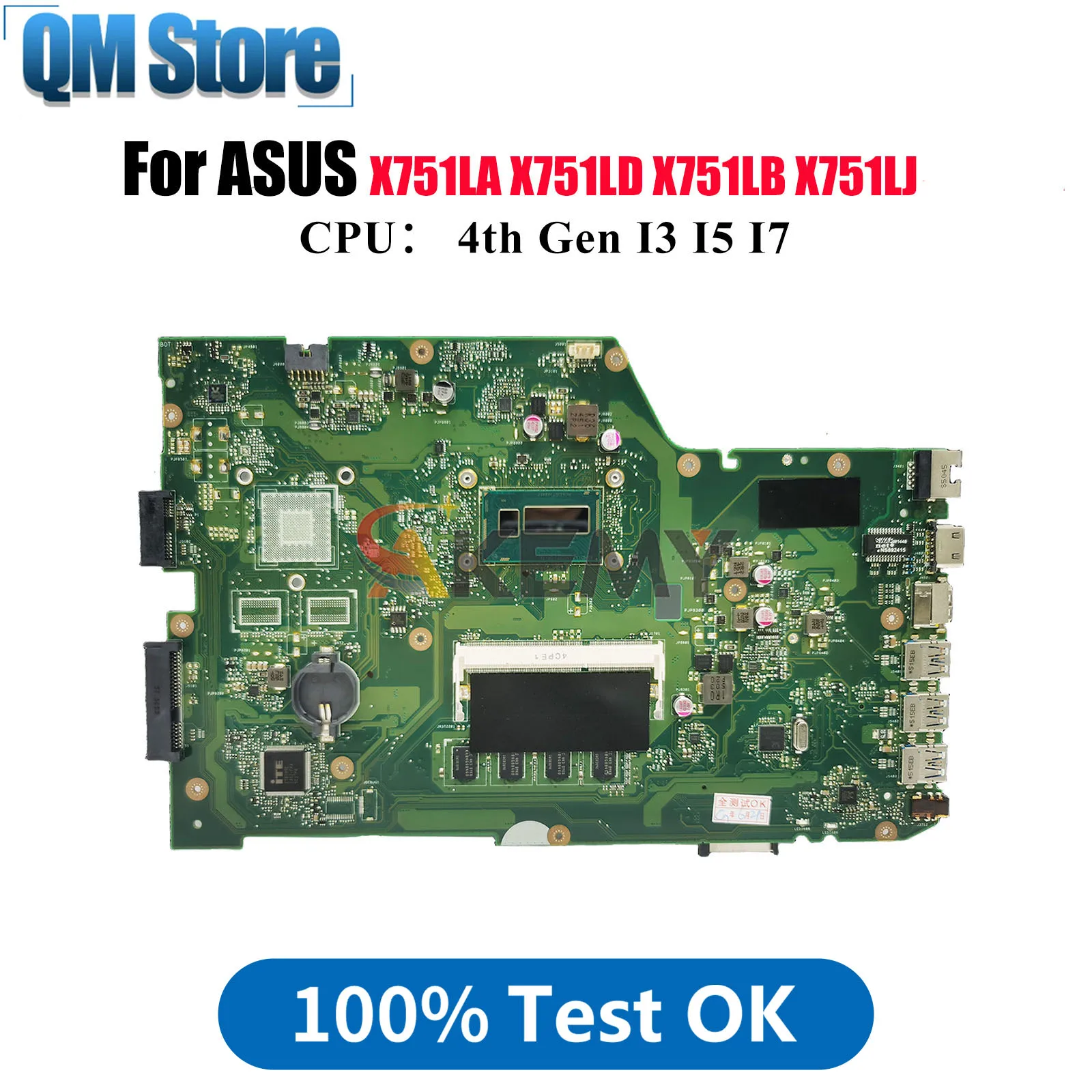 

X751LA Материнская плата для ноутбука ASUS A751L X751L X751LK X751LB X751LJ X751LDV X751LD K751L X751LN F751L Материнская плата с процессором I3 I5 I7