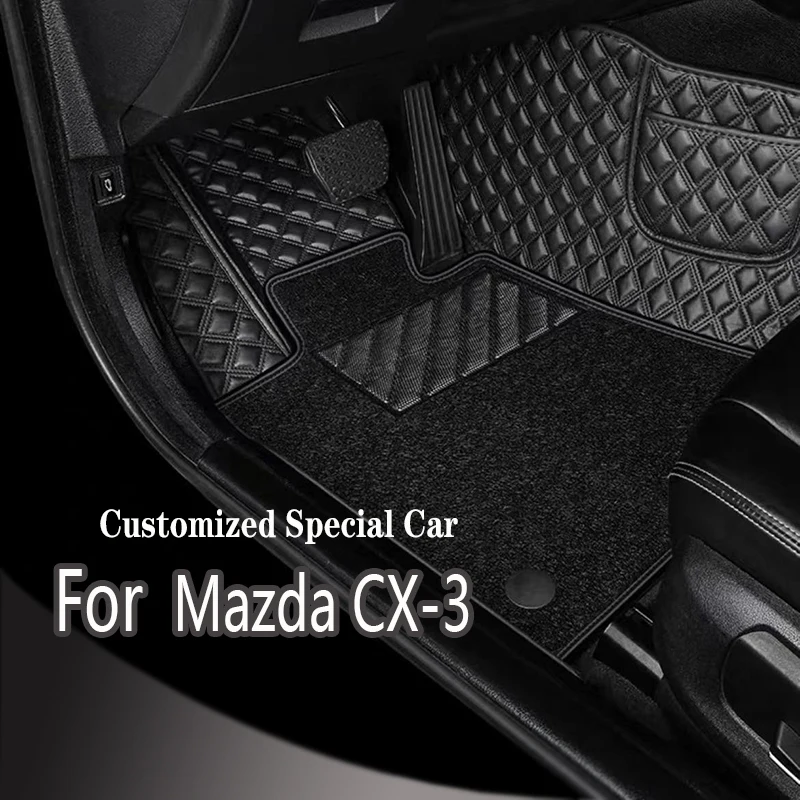 Car Floor Mats For Mazda CX-3 CX3 DK 2016~2022 Leather Luxury Mat Protective Rug Carpet Set Auto Interior Parts Car Accessories