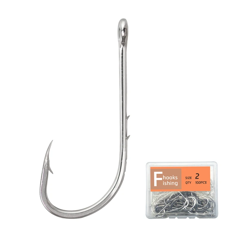 

100 Pieces Box Set Offset Barbed Long Shank Beak Fishing Hooks Baitholder Hook