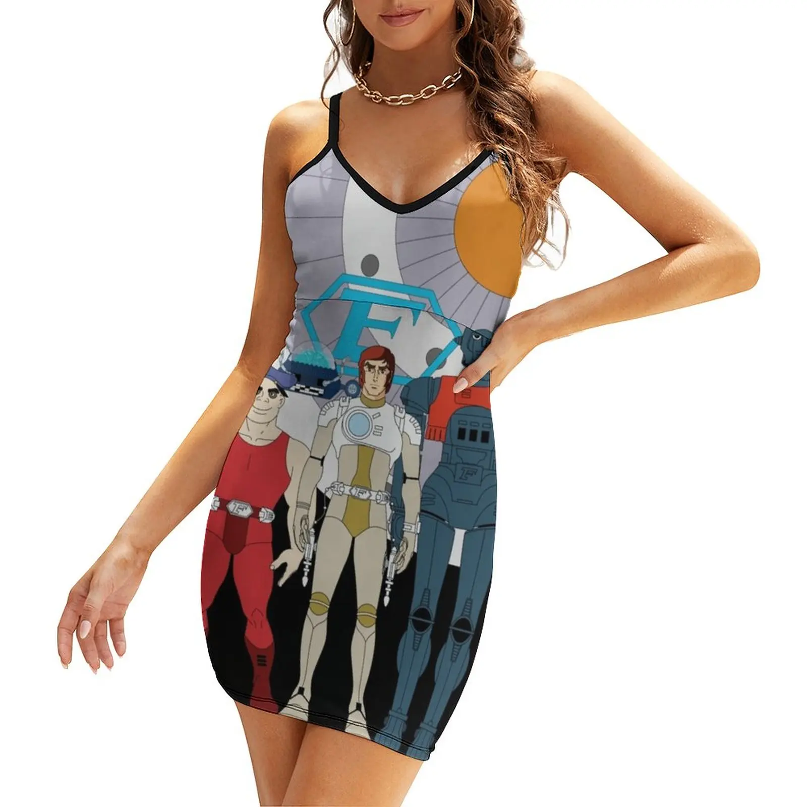 Captain Future Crew ( Comet Version ) Square Neck Dress New Plus Size Women Waist Tight Dress 80s 1980s Captain Future