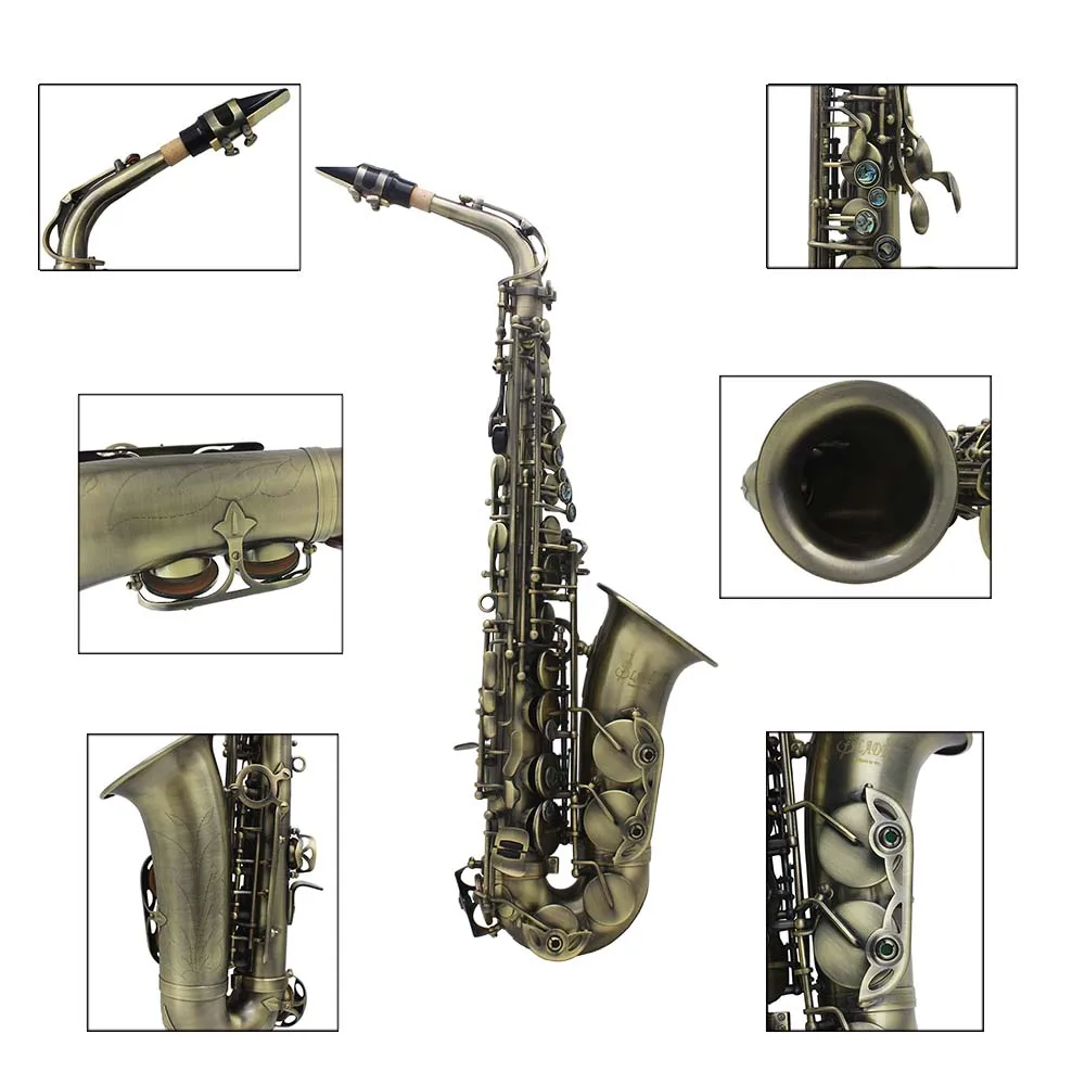 Slade Eb Altsaxofoon Cyaan Antieke Stijl E Flat Alto Sax Set Houtblaasinstrument Met Draagtas En Accessoires