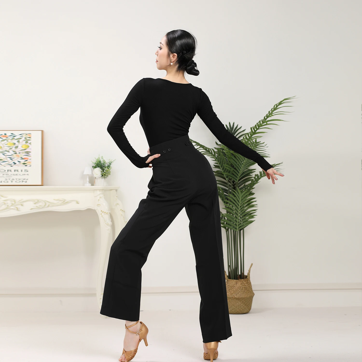 New Latin Dance Practice Top Female Adult Autumn Versatile Knitted Long Sleeve Top Modern Dance Tango Cha Cha Training Clothing