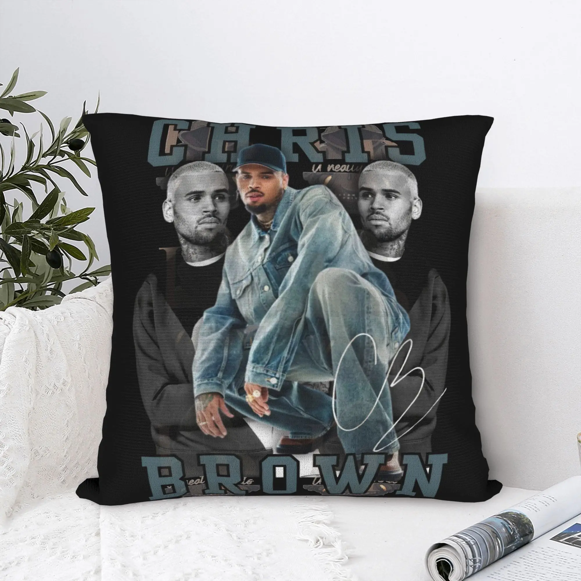Chris Brown Pillow Case  Comfy Pillow Cover For Chair Sofa Home Decor Novelty Cushion Cover