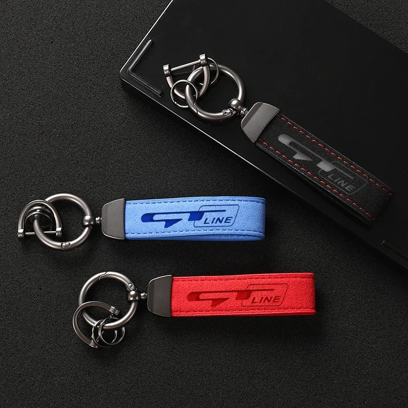 Suede Leather Car Keychain Key Rings Custom Gift gtline logo For Kia GT LINE gtline ELANTRA Sportage Stinger KX5 K3 K4 K5 Car