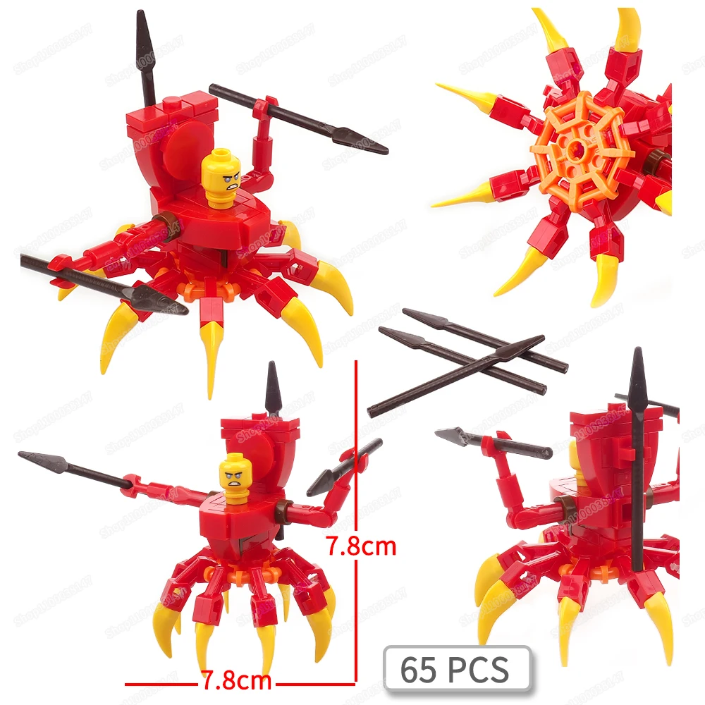 Toilet Army Armed Mini Red Man Thrower Building Block Assembly MOC figures Weapons Spear War Scene Model Children Gifts Boy Toys