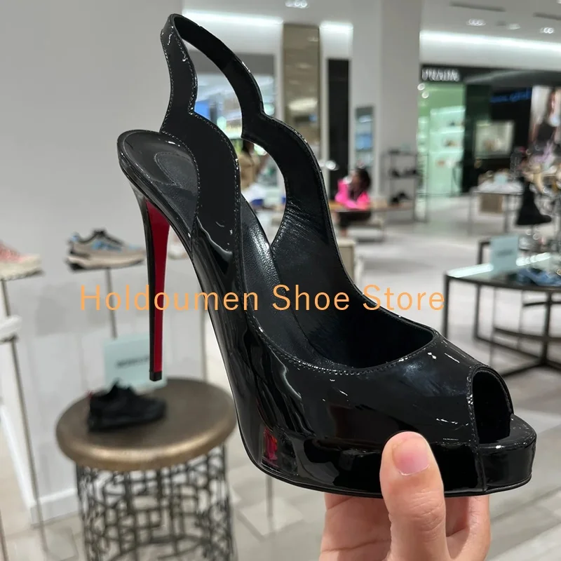 

Women's Multicolor Platform Patent Leather Peep Toe Shallow Mouth Stilettos Hot Chick Sexy Slingback Halter Back Strap Sandals