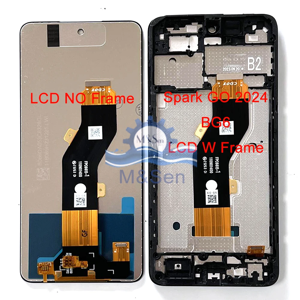 6.6\'\' Original For Infinix Tecno Spark Go 2024 BG6 LCD Display Screen Touch Panel Digitizer For Tecno Spark Go 1 KL4 Frame