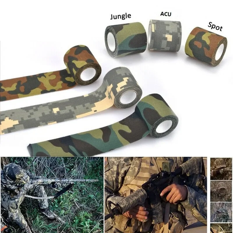 1pc Camouflage Invisible Tape Camo Form Reusable Self Cling Camo Hunting Rifle Fabric Tape Wrap Outdoor Camping Tool Accessories