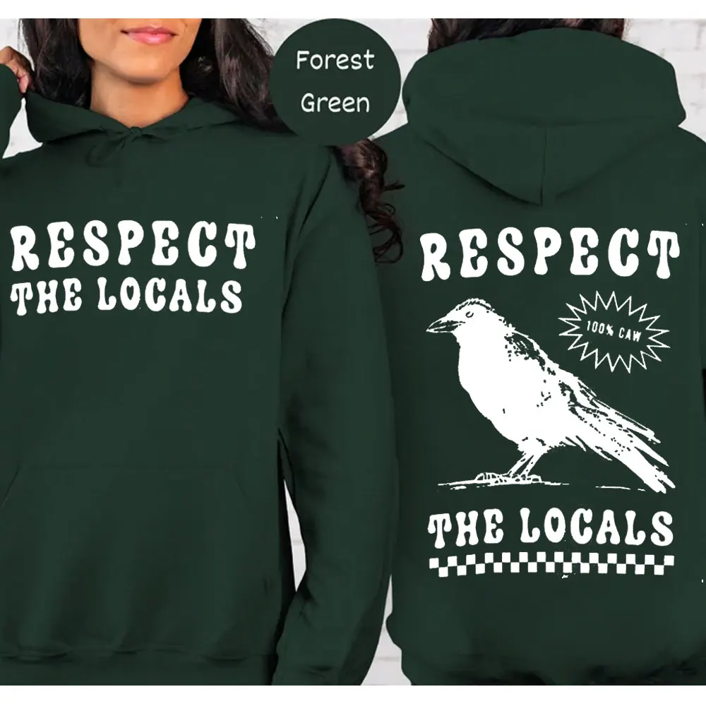 Respect The Locals Crows Funny Retro Unisex Sweatshirt Silly Crow Corvid Jumper Bird Lover Tops Murder Street Rat Jumper Clothes