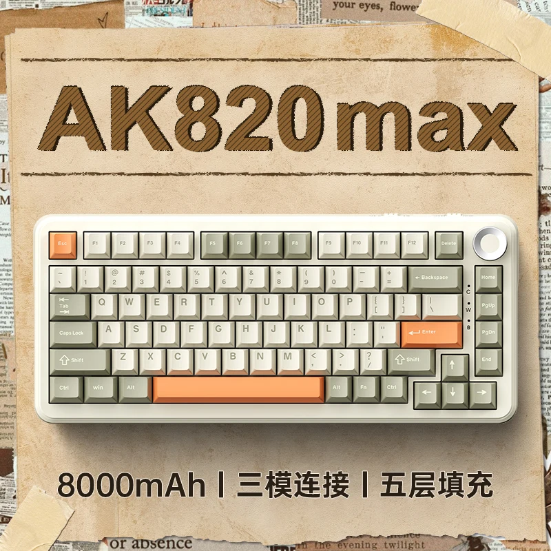 

Ajazz Ak820max Wireless Bluetooth Mechanical Keyboard 75 Configuration Side Carved E-Sports Gaming Keyboard Customizable Gift