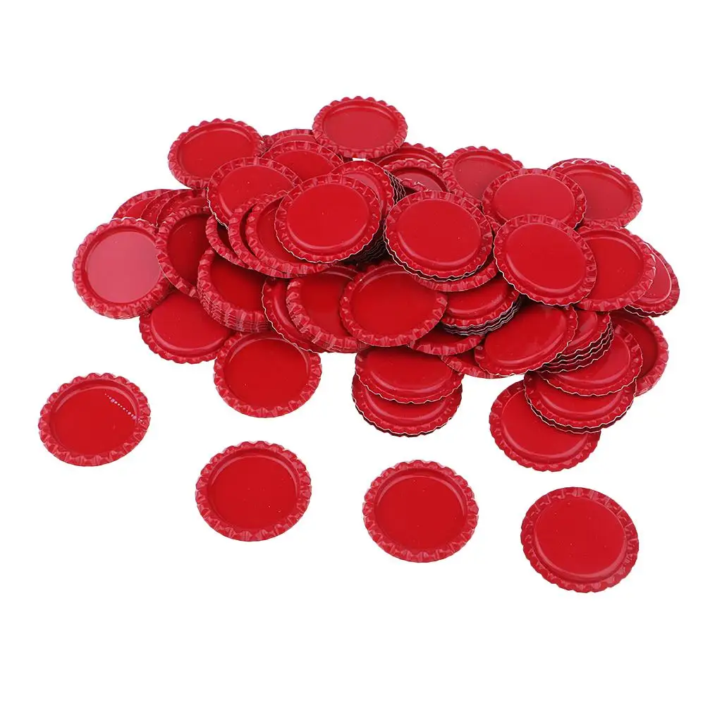 100x Colored Round Flattened Bottle Caps Flat Bottlecaps for DIY Hairbow Crafts Hair Bows Necklace Jewelry Accessories 25mm