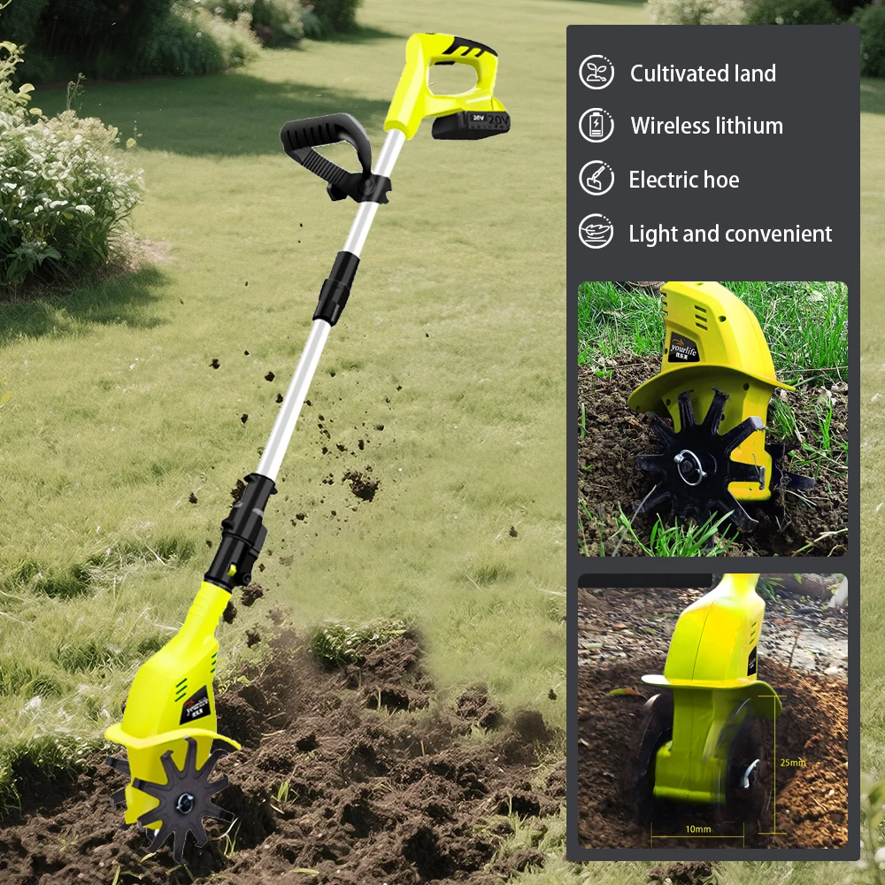 

Rotary Tiller Motorized Loosening Turning Plow Machine Garden Vegetable Greenhouse Microtiller 20V Lithium Brushless Cultivator