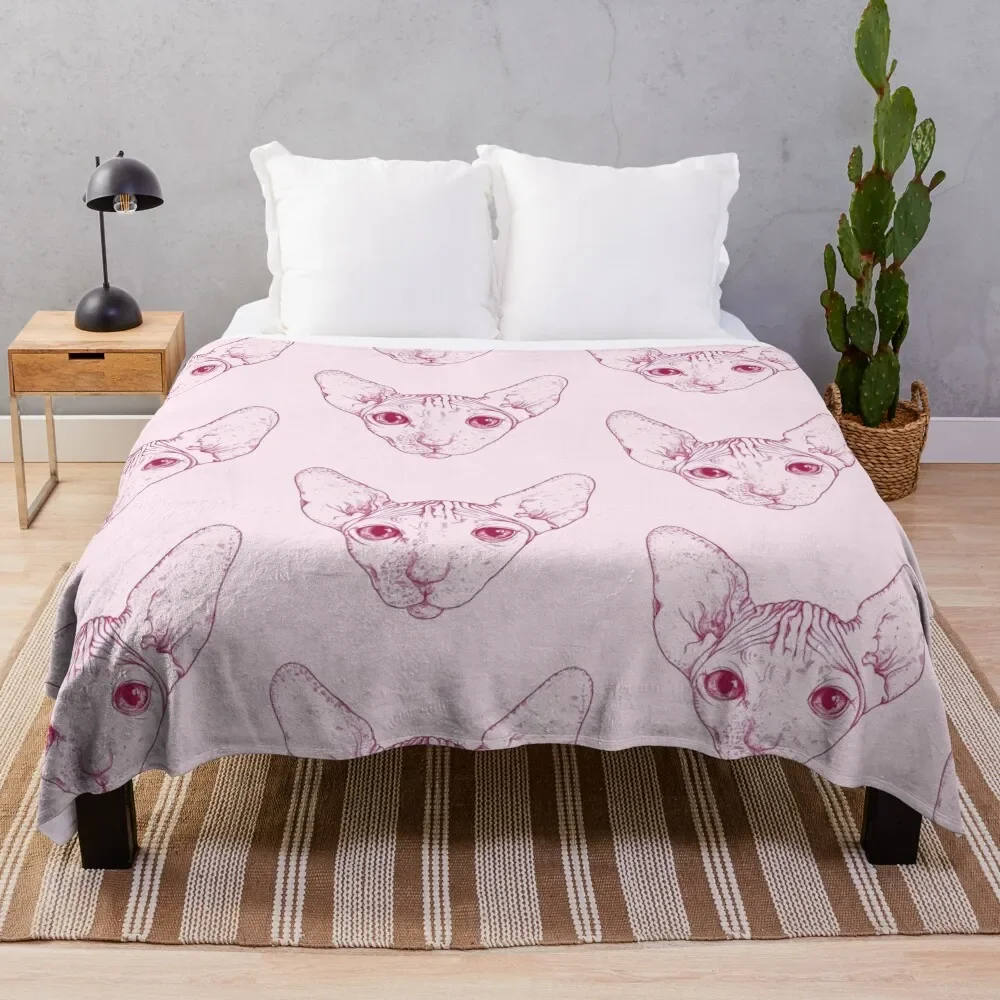 

Sphynx. Cat pink Throw Blanket manga Bed covers Baby Kid'S Blankets