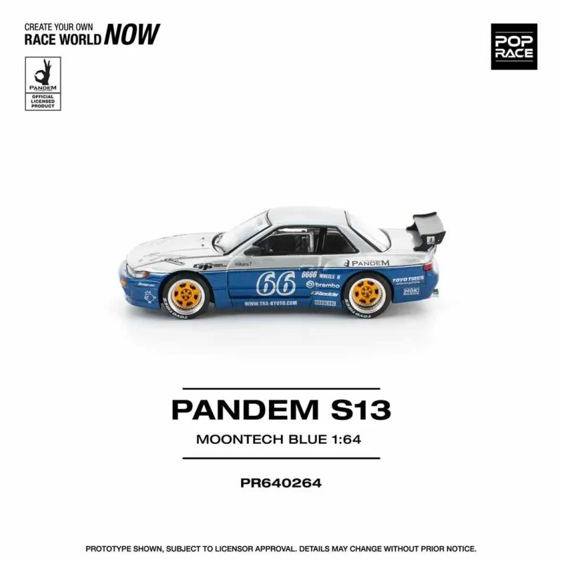 

Коллекционная модель автомобиля PANDEM SILVIA S13 MOONTECH BLUE, масштаб 1:64, литая под давлением