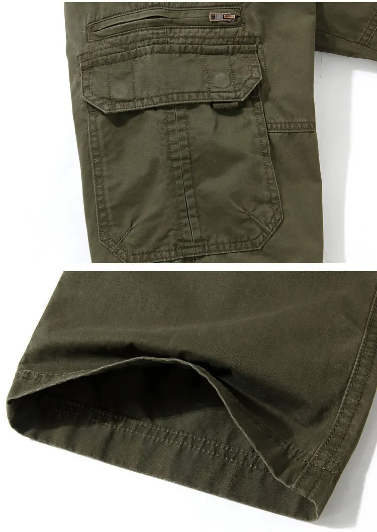 6 Pockets Mens Pants Cotton Casual Milita Safari Mens Cargo Pants With Many Pockets Khaki Plus Size 30-44 Mens Pants 2019