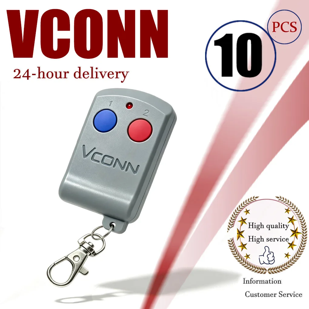 10pcs Complete VCONN Remote Control Set With Metal Keyring Indicator Light For Lost Broken Original Gate Controller