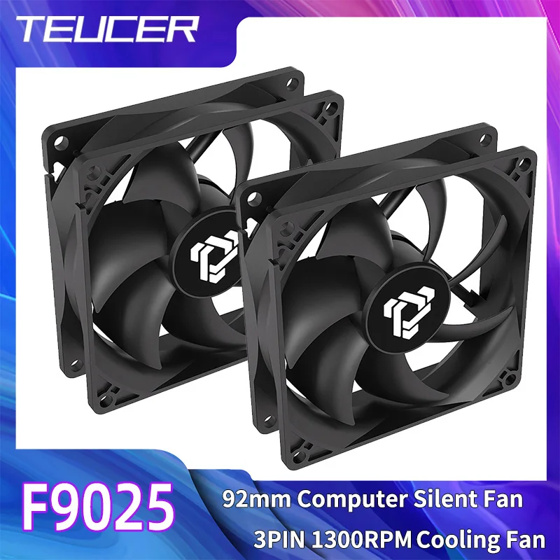 TEUCER 92MM Fan 12V 3-pin 1300PRM Low Noise Cooling Fan 9cm High Air Volume Hydraulic Bearing Air-Cooler Computer Case Fan
