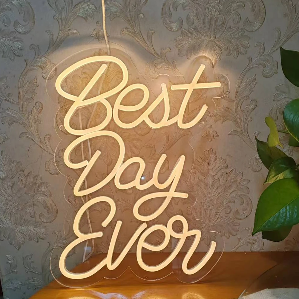 LOGOBO Best Day Ever Christmas Decoration Led Light Merry Christmas Neon Sign Led Wedding Sign Neon Holiday Festival Lightings