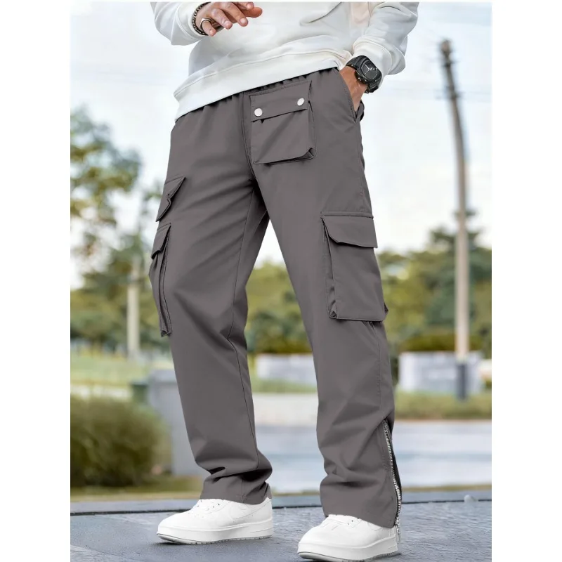 

Men's Casual Cargo Pants Multi Pocket Drawstring Waist Trousers with Ankle Zipper and Multiple Color Options