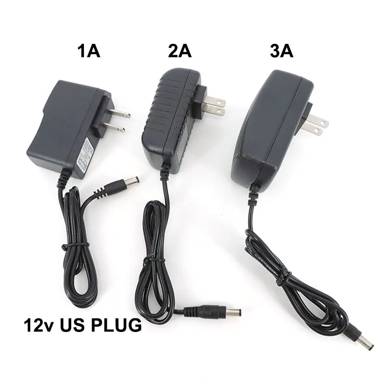 12V 2A US Plug AC 110V 220V to DC Power Supply Charger 1A 3A 1000ma 2000ma 3000ma lighting Transformer USA travel Adapter 5.5 p