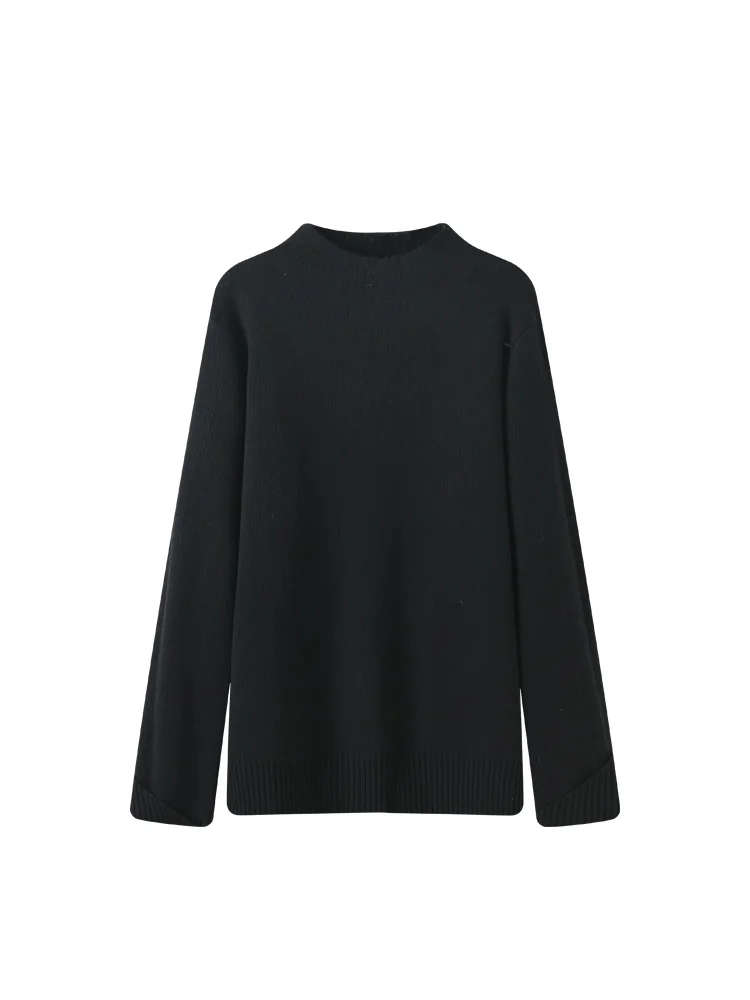 

Loose Long Sve Knitted Sweater Women's Mid-Ne Spring New Sle plus Size Inner Wear Casual Comfortable Slimming Top