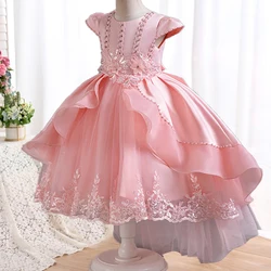 Summer New Girl Tail Birthday Party Evening Dress 4-12 Years Old Gorgeous Christmas Performance Dress Girl Party Ball Dress